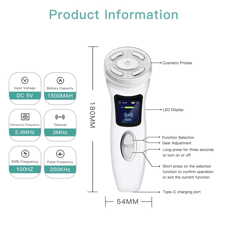 Lifting Machine 4 In 1 Ultrasound Anti-aging Facial Massager Skin Tightening Skincare Device