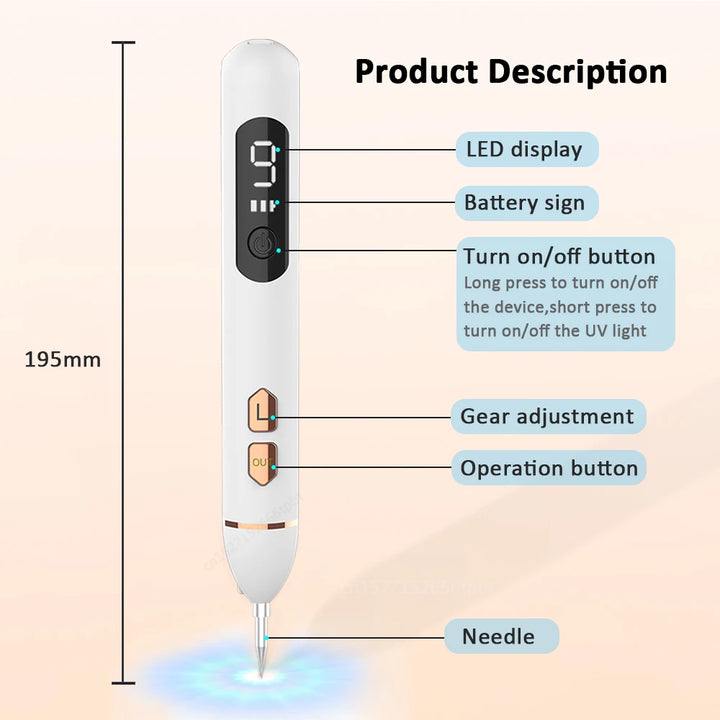 Laser Plasma Pen Black Dots Freckles Mole Wart Remover Pen Dark Spot Remover For Face Electric Pimples Tattoo Skin Tag Removal